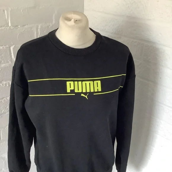 Puma Sweatshirt- Size XS - Black & Yellow - Cotton - P2P 20โ - Picture 2 of 8